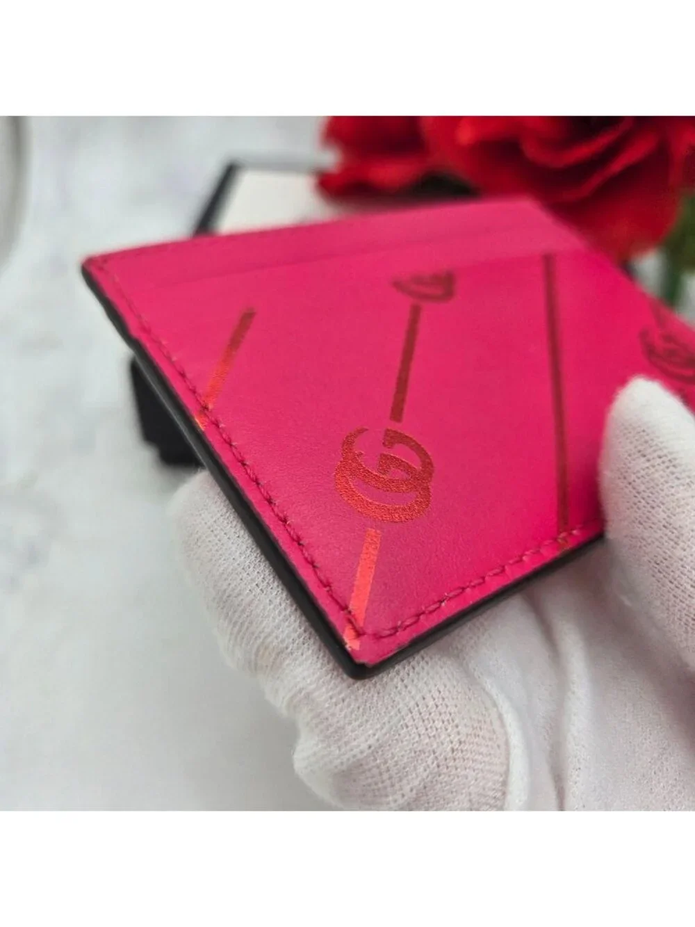★SOLD★ Gucci GG Marmont Stripe Card Case - Picture 7 of 13